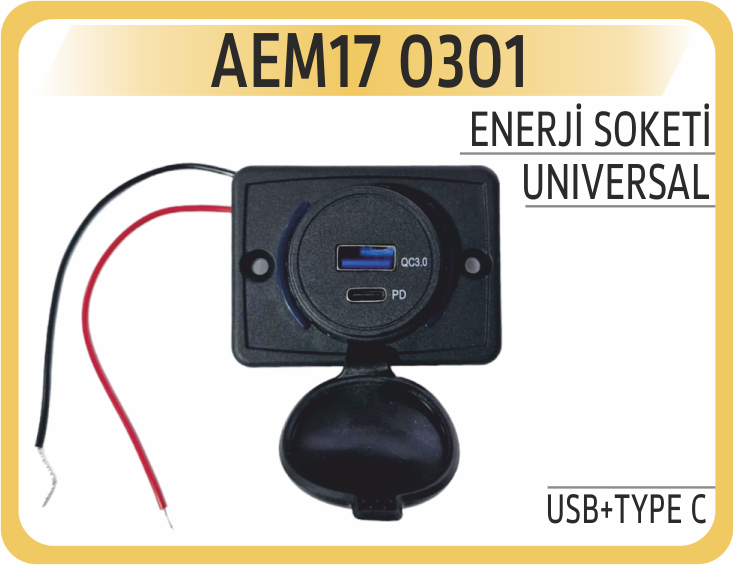 AEM17 0301 ENERJİ SOKETİ USB+TYPE C
