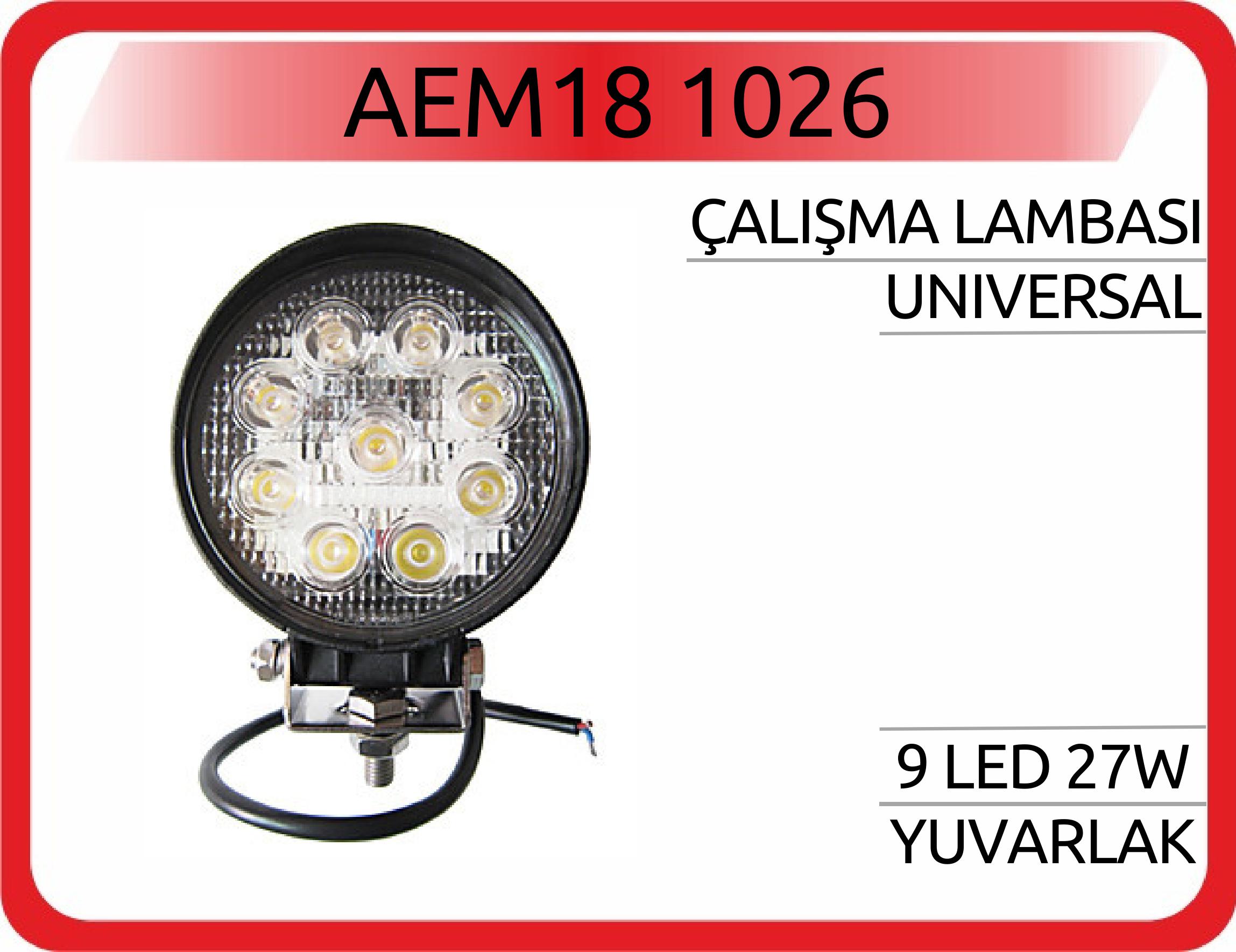 AEM18 1026 ÇALIŞMA LAMBASI 9 LED 27W YUVARLAK