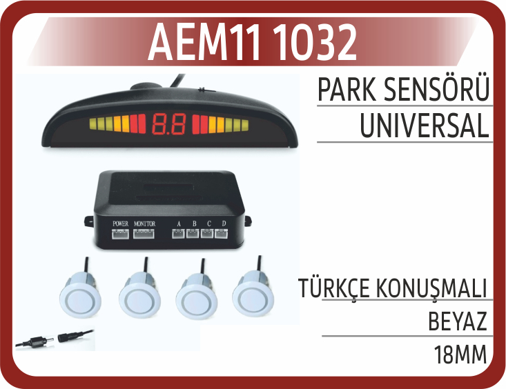 PARK SENSÖRÜ TÜRKÇE KONUŞMALI BEYAZ 18MM