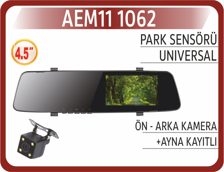 EKRAN (AYNA ) 4,3’’  + 2 KAMERA DVR KAYITLI