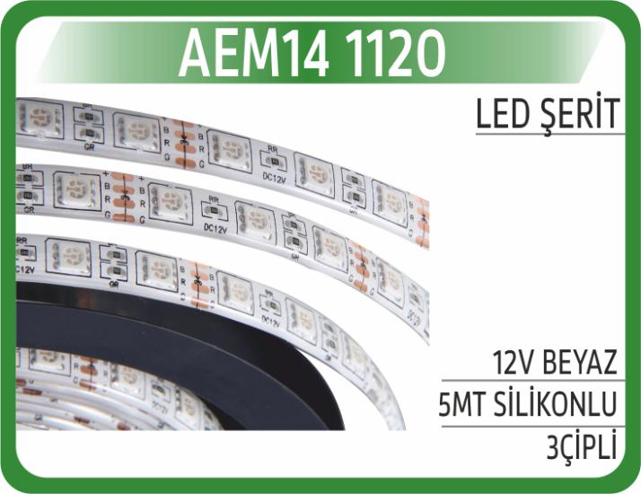 LED ŞERİT 12V BEYAZ 5MT SİLİKONLU 3ÇİPLİ